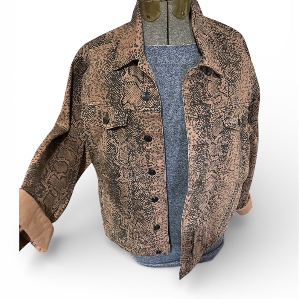 Free People Women's Snake Print Shirt Jacket - Brown